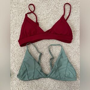 Zaful 2 Piece Bikini Top Maroon and Grey Green Bundle - Size Large